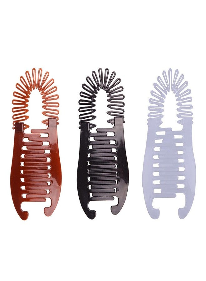 Sluswallow 3Pcs Colorful Elongated Interlocking Plastic Banana Clip Hair Combs - Women Two Sides Hair Combs Ponytail Hair Clincher Hair Accessories for Ponytail Holder, Hair Clips, Clips and Barrettes - Image 1